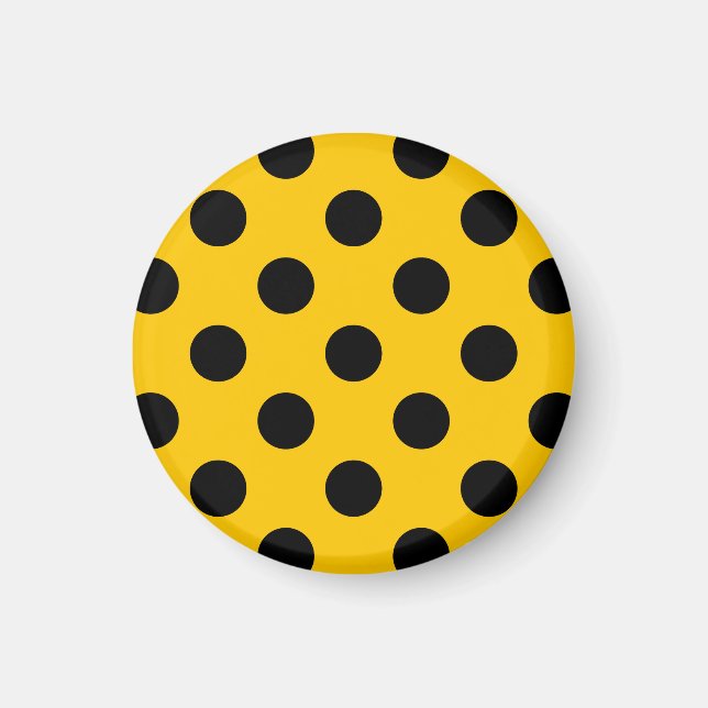 Imán Pos de polka negro sobre amarillo (Frente)