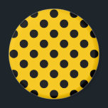 Imán Pos de polka negro sobre amarillo<br><div class="desc">Pos de polka negro sobre amarillo</div>