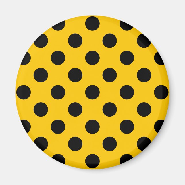 Imán Pos de polka negro sobre amarillo (Frente)