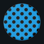 Imán Pos de polka negro sobre azul cielo<br><div class="desc">Pos de polka negro sobre azul cielo</div>