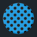 Imán Pos de polka negro sobre azul cielo<br><div class="desc">Pos de polka negro sobre azul cielo</div>