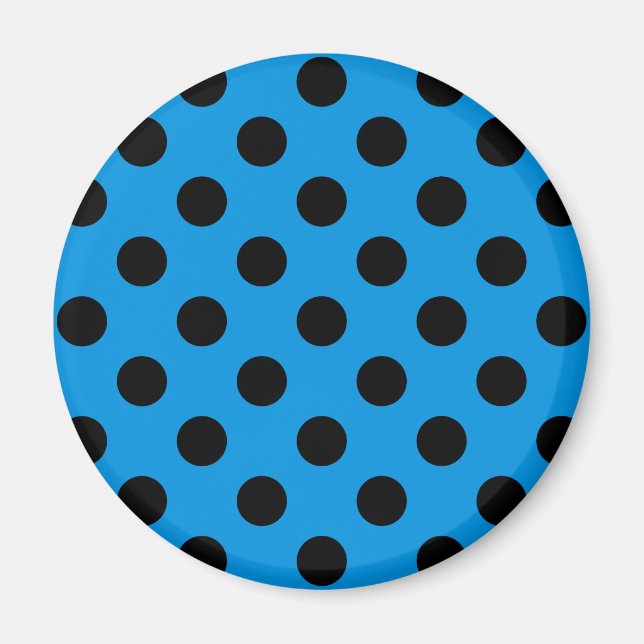 Imán Pos de polka negro sobre azul cielo (Frente)