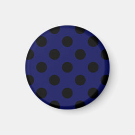 Imán Pos de polka negro sobre azul marino