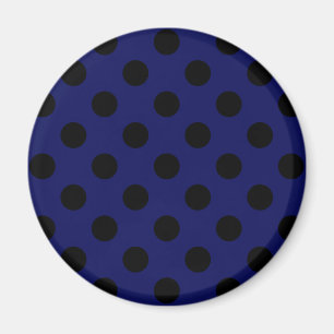 Imán Pos de polka negro sobre azul marino