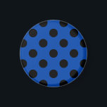 Imán Pos de polka negro sobre azul real<br><div class="desc">Pos de polka negro sobre azul real</div>
