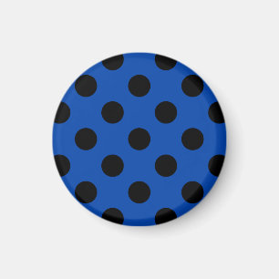 Imán Pos de polka negro sobre azul real