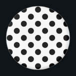Imán Pos de polka negro sobre blanco<br><div class="desc">Pos de polka negro sobre blanco</div>