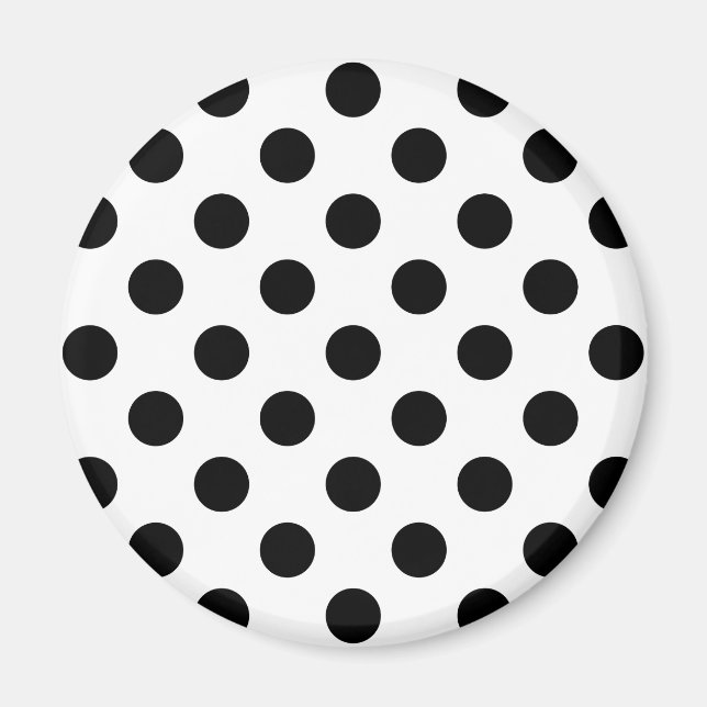 Imán Pos de polka negro sobre blanco (Frente)