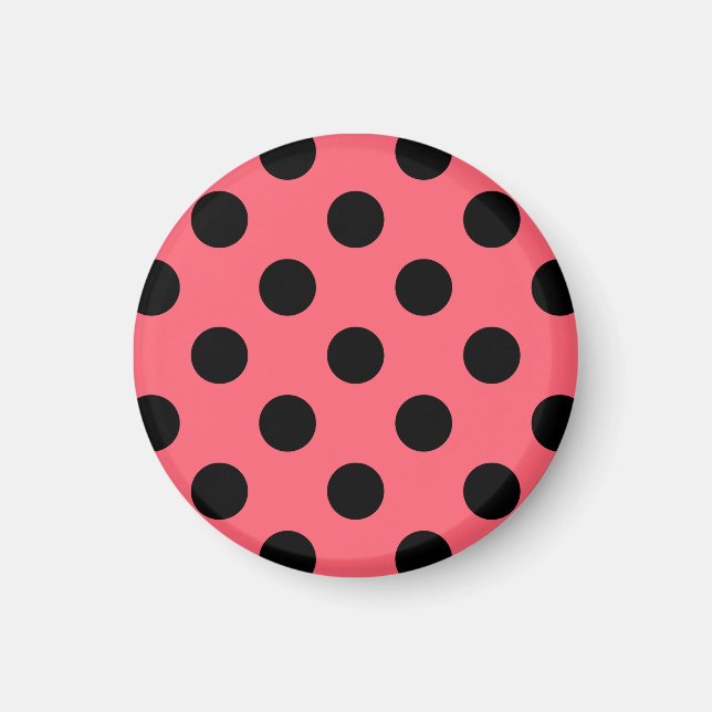 Imán Pos de polka negro sobre el coral (Frente)