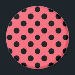Imán Pos de polka negro sobre el coral<br><div class="desc">Pos de polka negro sobre el coral</div>