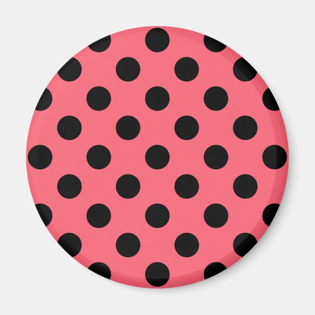 Imán Pos de polka negro sobre el coral (Frente)