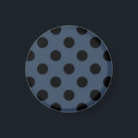 Imán Pos de polka negro sobre gris-azul<br><div class="desc">Pos de polka negro sobre gris-azul</div>