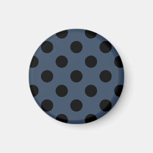 Imán Pos de polka negro sobre gris-azul