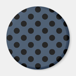 Imán Pos de polka negro sobre gris-azul