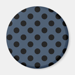 Imán Pos de polka negro sobre gris-azul