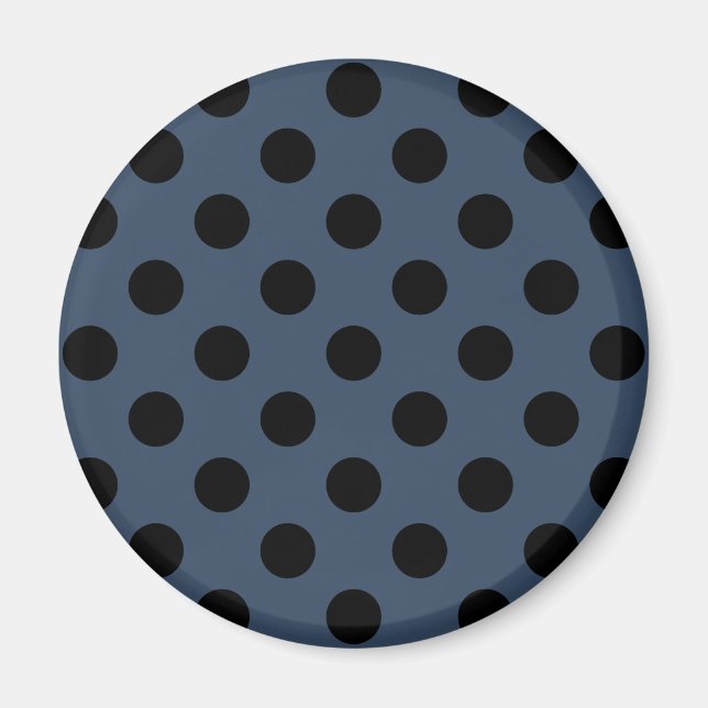 Imán Pos de polka negro sobre gris-azul (Frente)