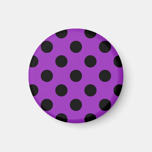 Imán Pos de polka negro sobre morado (Frente)