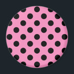 Imán Pos de polka negro sobre rosa<br><div class="desc">Pos de polka negro sobre rosa</div>