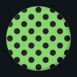 Imán Pos de polka negro sobre verde lima<br><div class="desc">Pos de polka negro sobre verde lima</div>
