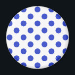 Imán Pos reales de polka azul<br><div class="desc">Paquetes reales de polka azul sobre fondo blanco</div>