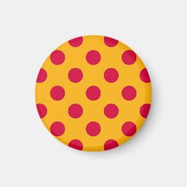 Imán Pos rojos de polka sobre amarillo