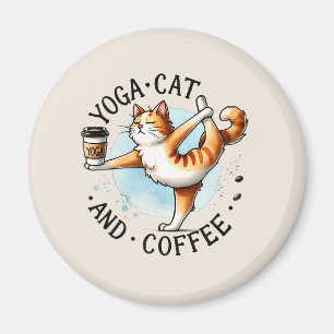 Imán Pose de yoga para gato - Gato de yoga y café