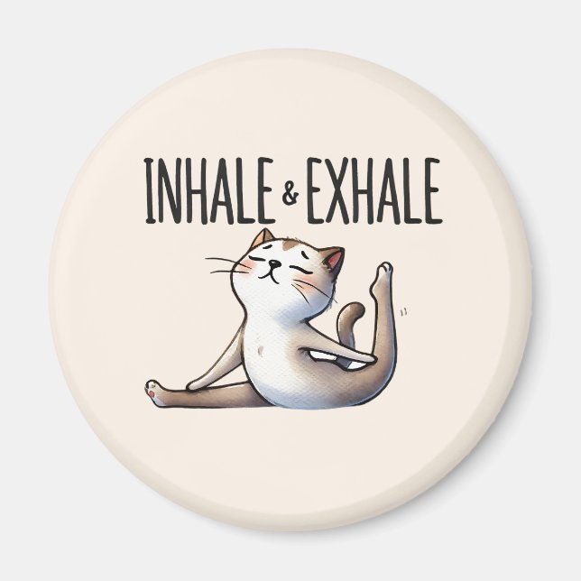 Imán Pose de yoga para gato - Inhale y exhale (Frente)