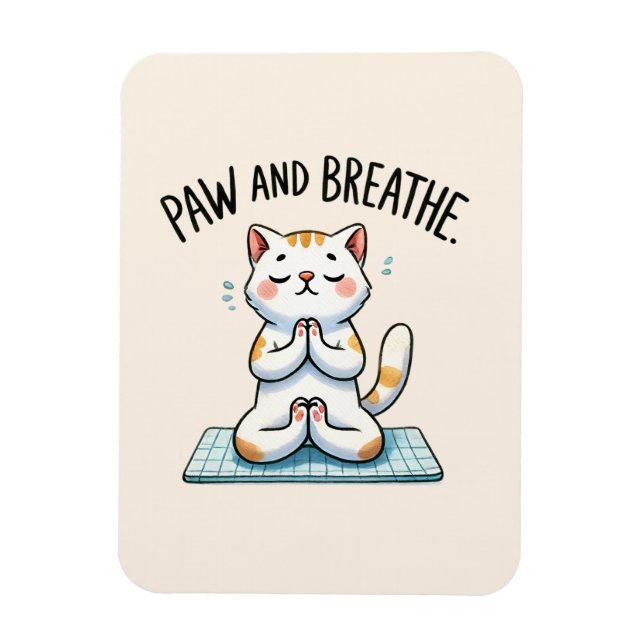 Imán Pose de yoga para gato - Paw y Breathe (Vertical)