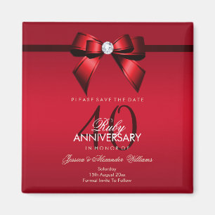 Imán Posh Gem Bow & Ribbon 40º Aniversario de Boda