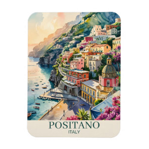 Imán Positano Italia Costa de Amalfi Paisaje Acuarela