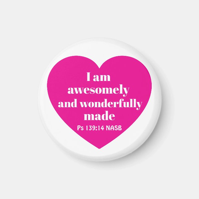 Imán Positive Bible Verse Affirmation Pink Heart Cute (Frente)