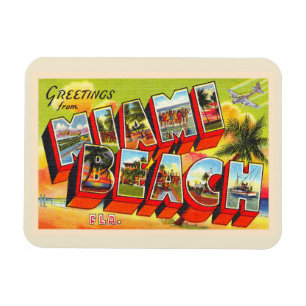 Imán Postal carta grande de Miami Beach Florida