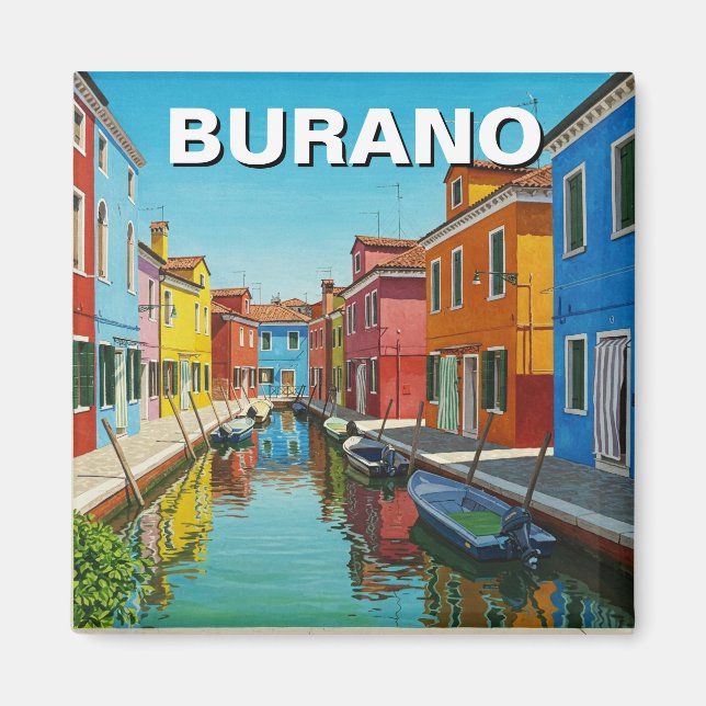 Imán Postal de Burano Italia (Frente)