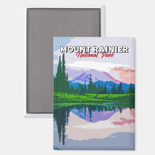 Imán Postal de época del Parque Nacional Mount Rainier