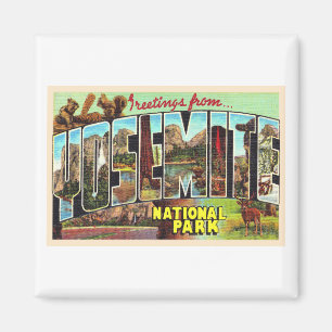 Imán Postal de época del Parque Nacional Yosemite de C