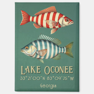 Imán Postal de Lake Oconee Georgia con peces