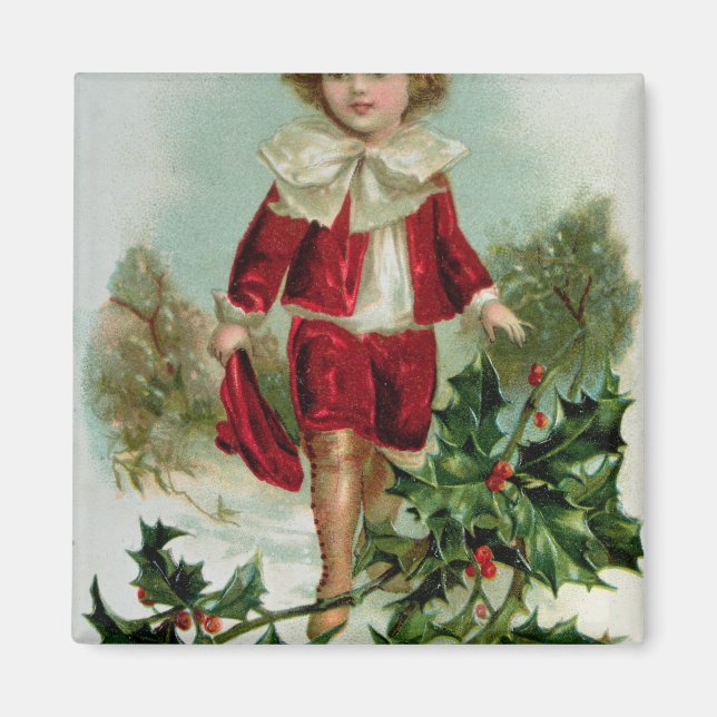 Imán Postal de Navidades victorianos que representa a u (Frente)