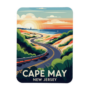 Imán Postal de viaje de Ilustracion de Nueva Jersey de 