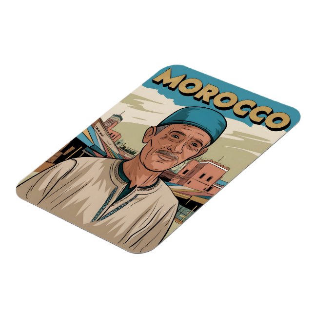 Imán Postal de viaje de Marruecos con regalo del hombre (Lado Izquierdo)