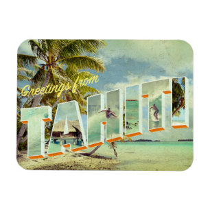 Imán Postal fotográfica de época de Tahití