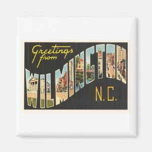 Imán Postal vieja del vintage de Wilmington Carolina