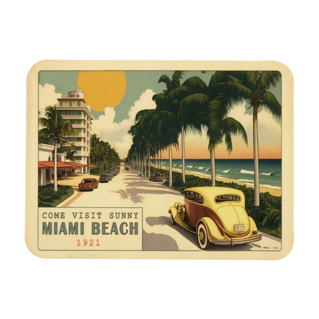 Imán Postales de Miami Beach Ocean Drive de la Retro de (Horizontal)
