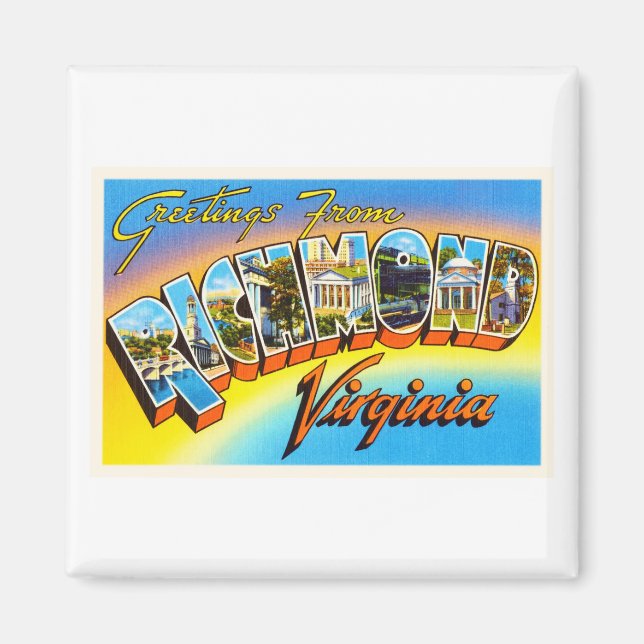 Imán Postales de Viejo Viejo Viaje de Richmond Virginia (Frente)