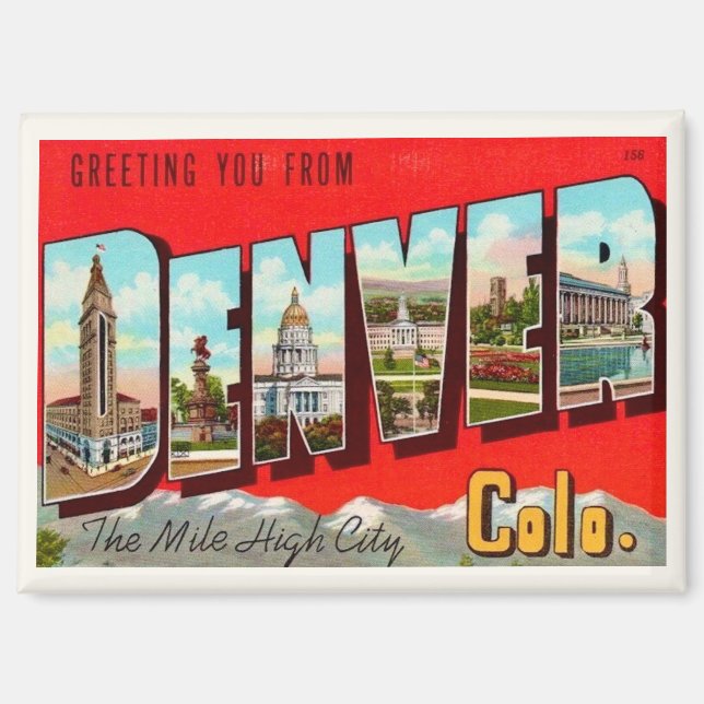 Imán Postcard Retro Denver Colorado (Anverso)