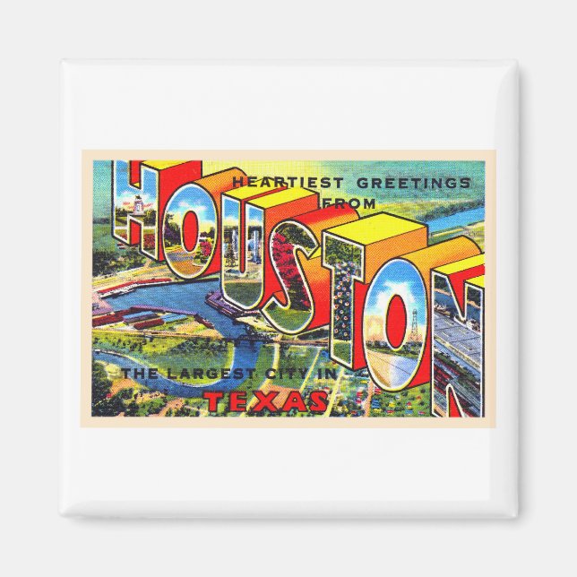 Imán Postcarta grande de Houston Texas TX (Frente)