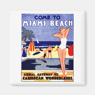 Imán Poster 1925 del viaje de Miami Beach