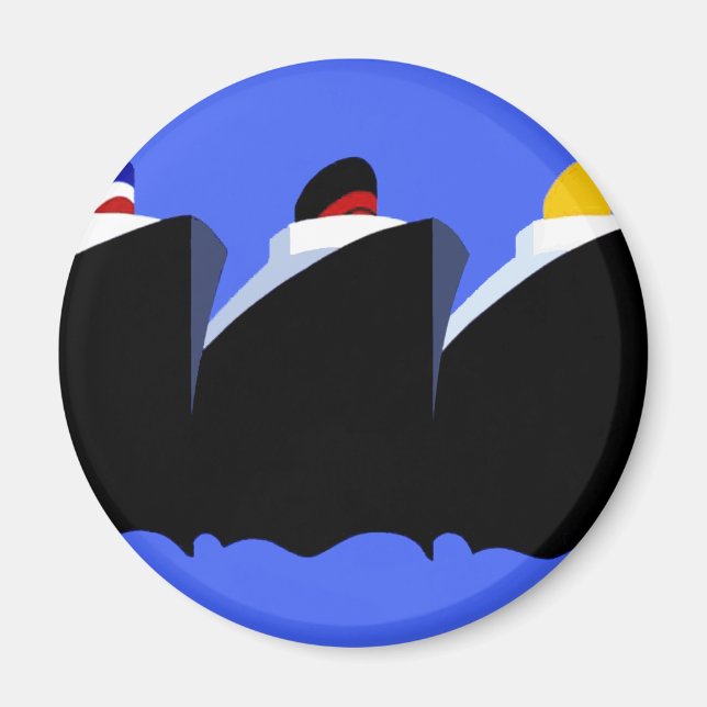 Imán Poster Art Deco de los buques de crucero de época (Frente)