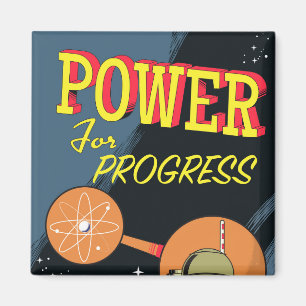 Imán Poster atómico vintage de Power For Progress