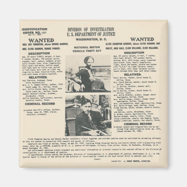imán poster bonnie y clyde fbi (Frente)