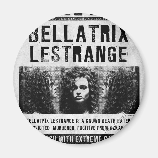 Imán Poster buscado de Bellatrix Lestrange (Frente)